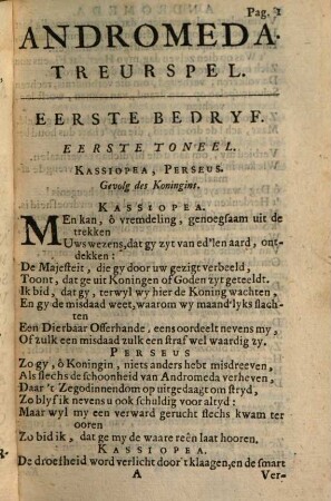 Andromeda : Treurspel ; Versiert Met zang, Dans, konst- en- Vliegwerken