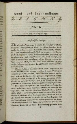 No. 3. Den 22sten August 1791.