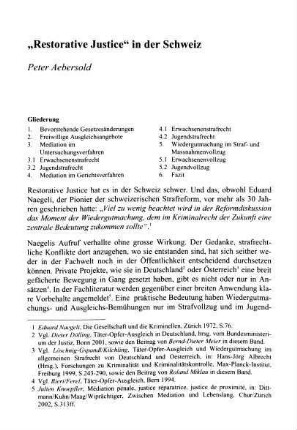 437-450, "Restorative Justice" in der Schweiz