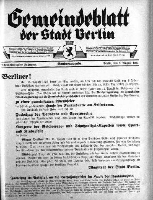 Sonderausgabe, 9. August 1927