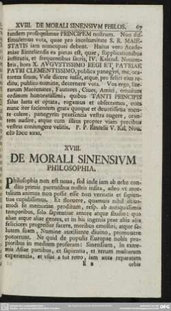XVIII. De morali Sinensium philosophia