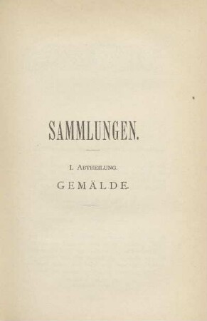 I. Abtheilung. Gemälde