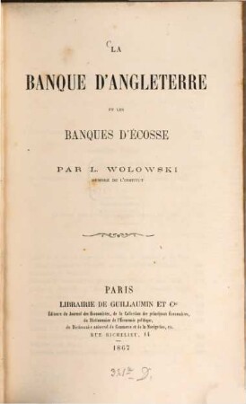 La Banque d'Angleterre et les Banques d'Écosse