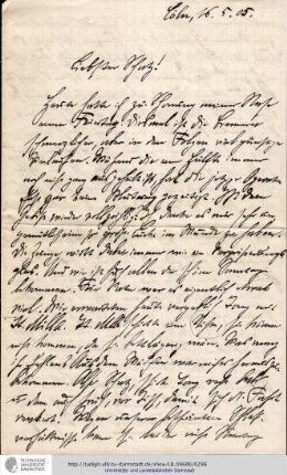 Brief vom 16.05.1905