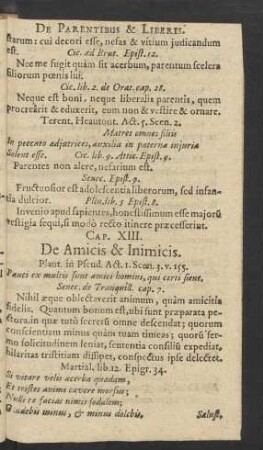 Cap. XIII. De Amicis & Inimicis.