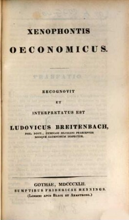 Xenophontis Opera omnia, 4,1. Continens Xenophontis Oeconomicum