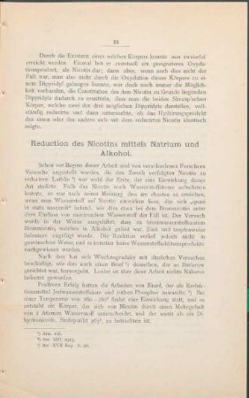 Reduction des Nicotins mittels Natrium und Alkohol.