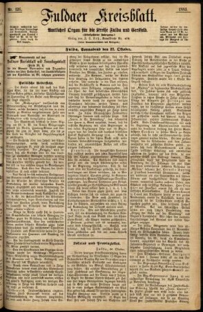 Erste Ausgabe vom Samstag, den 27. Oktober 1883.