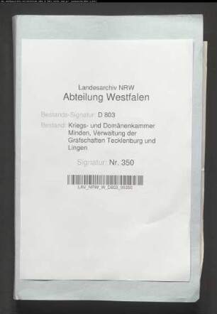 Einrichtung des Mühlenwesens im Tecklenburgischen