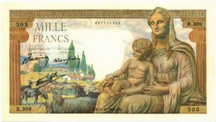Geldschein, 1.000 Francs, 11.6.1942