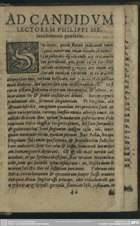 Ad Candidum Lectorem Philippi Melanchthonis praefatio
