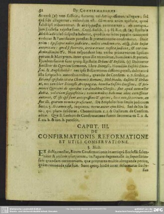 Caput III. De Confirmationis Reformatione Et Utili Conservatione
