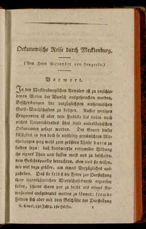 Oekonomischen Reise durch Mecklenburg