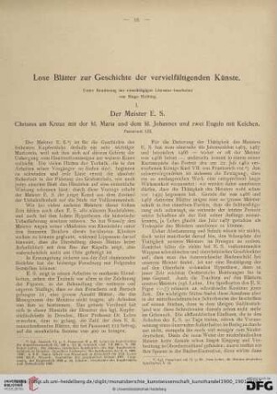 Lose Blätter zur Geschichte der vervielfältigenden Künste, 1, Der Meister E. S.