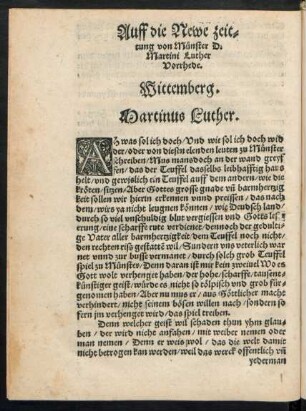 Auff die Newe zeittung von Münster D. Martini Luther Vorrhede.