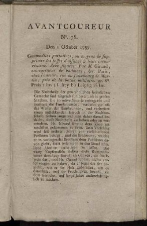 No. 76. Den 1. October 1787. - No. 80. Den 16. October 1787.
