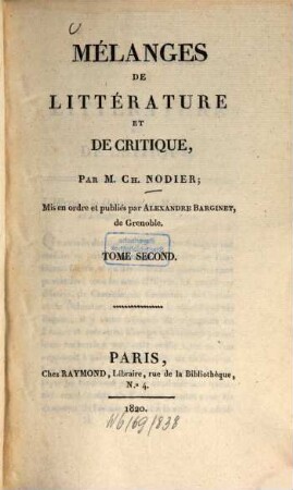 Mélanges de littérature et de critique, 2