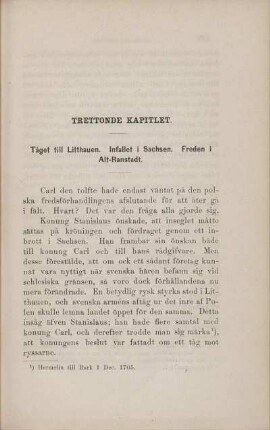 Trettonde Kapitlet. Tåget till Litthauen. Infallet i Sachsen. Freden i Alt-Ranstadt.