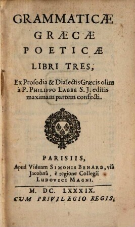 Grammatica graeca poetica : libri III.