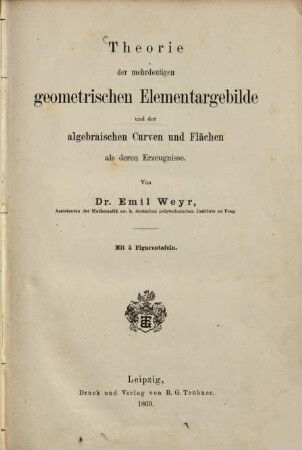 Theorie der mehrdeutigen geometrischen Elementargebilde und der algebraischen Curven und Flächen als deren Erzeugnisse
