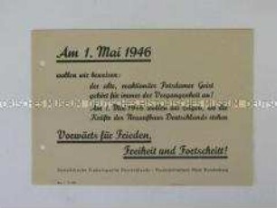 Flugblatt der SED mit einem Aufruf zum 1. Mai
