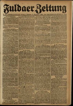 Erste Ausgabe vom Dienstag, den 31. Dezember 1918.