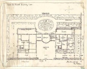 Fischer, Theodor; Bamberg; Haus Dr. Ament - Grundriss EG mit Gartenanlage