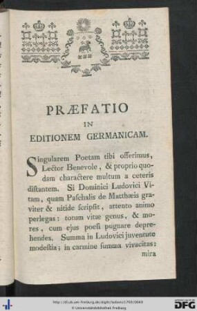 Praefatio In Editionem Germanicam.