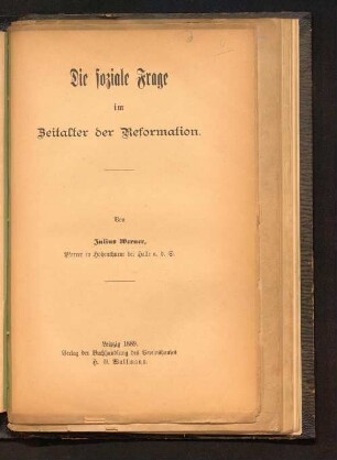 Die soziale Frage im Zeitalter der Reformation