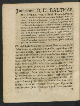 Iudicium D. D. Balthas. Meisneri ...