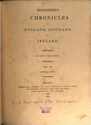 Chronicles of England, Scotland and Ireland, 3. (1808). - 1071 S.
