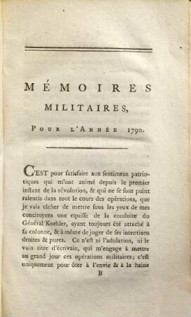Mémoires militaires sur la campagne de l'armee Belgique dans les Pays-Bas Autrichiens : pendant la revolution de 1790