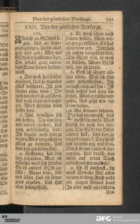 XXIX. Von der göttlichen Vorsorge.