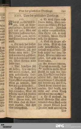 XXIX. Von der göttlichen Vorsorge.