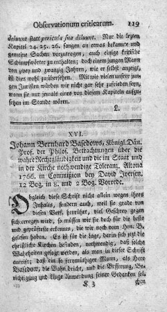 Betrachtungen über die wahre Rechtsgläubigkeit und die im Staat und in der Kirche nothwendige Toleranz.