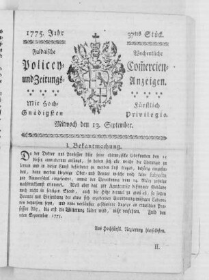 37tes Stück, Ausgabe vom 13. September 1775