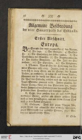 Allgemeine Beschreibung der vier Haupttheile des Erdballn