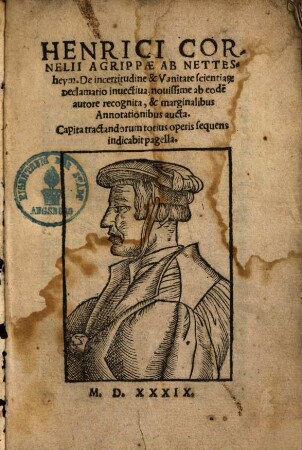 De incertitudine & vanitate scientiarum declamatio invectiva