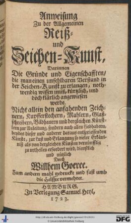 Anweisung zu der Allgemeinen Reiß- und Zeichen-Kunst.