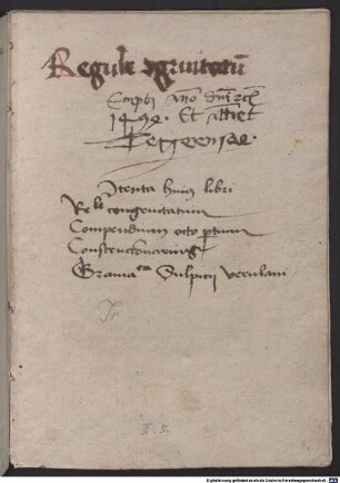 Regulae congruitatum, constructiones et regimina : Fassung mit 20 Regeln