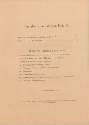 Inhaltsverzeichnis von Heft 12