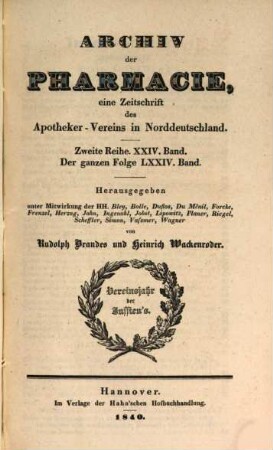 Archiv der Pharmazie : chemistry in life sciences. 24. 1840