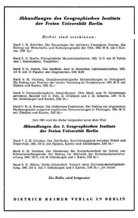 Abhandlungen des Geographischen Instituts der Freien Universität Berlin