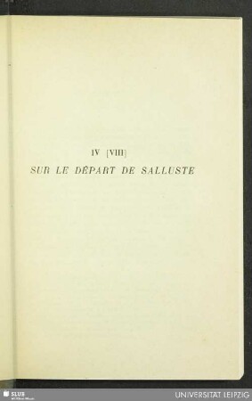 IV [VIII]. Sur le départ de Salluste