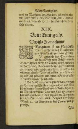 XIX. Vom Evangelio.