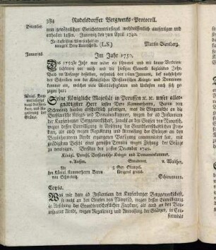 Rudelsdorffer Bergwerks-Protocoll. Im Jahr 1750.