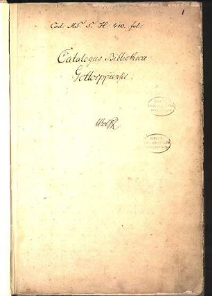 Catalogus bibliothecae Gottorpiensis