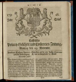 48. Stueck, Montag den 29. Novembr. 1751
