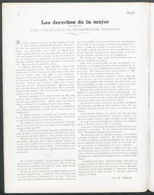 Los derechos de la mujer : Una conferencia de Bionstierne Biornson