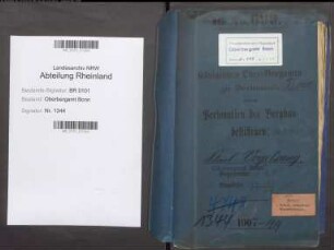 Vogelsang; Karl, Bergassessor; Prüfungs- u. Personalakten Band 1